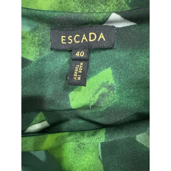 Green Abstract Print Sleeveless Dress Draped Cowl Neck Stylish - Picture 4 of 6